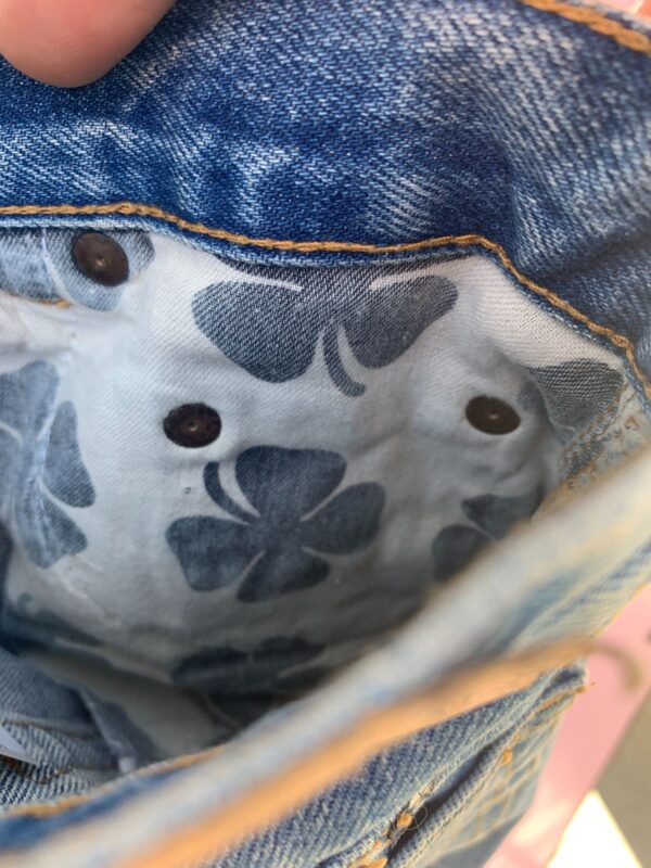 1990S MADE IN HK DEADSTOCK WIDE LEG DUNGAREE LOW RISE DENIM PANTS