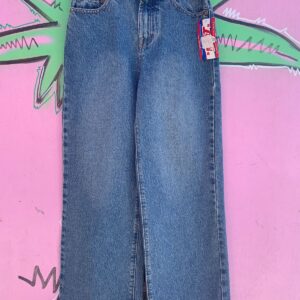 Photo detail:1990S MADE IN HK DEADSTOCK WIDE LEG DUNGAREE LOW RISE DENIM PANTS