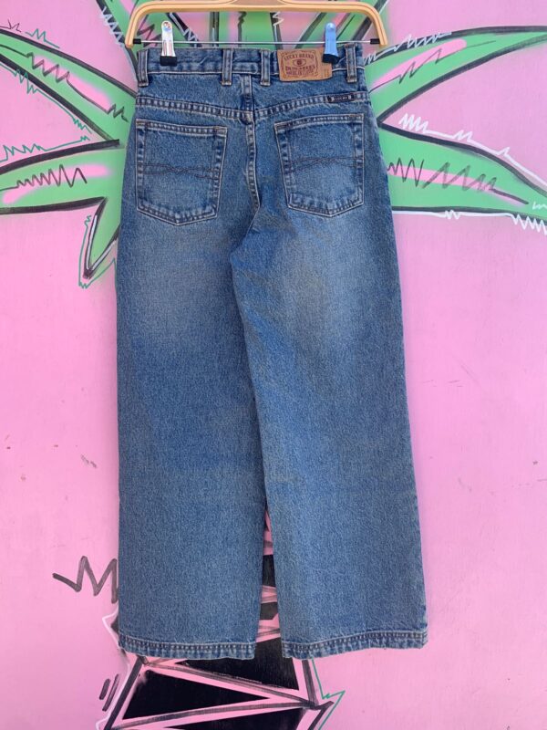 1990S MADE IN HK DEADSTOCK WIDE LEG DUNGAREE LOW RISE DENIM PANTS