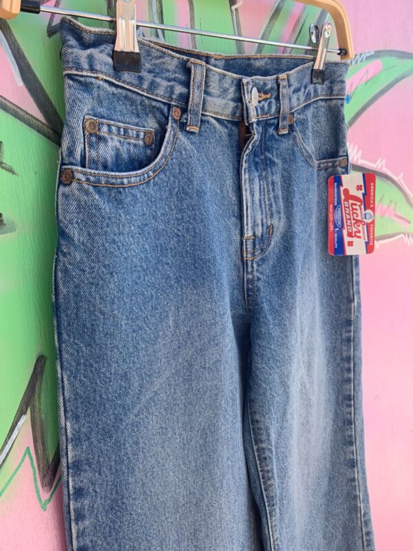 1990S MADE IN HK DEADSTOCK WIDE LEG DUNGAREE LOW RISE DENIM PANTS