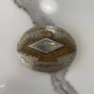 Photo detail:2-TONE ORNATELY ENGRAVED THUNDERBIRD BELT BUCKLE, GERMAN SILVER