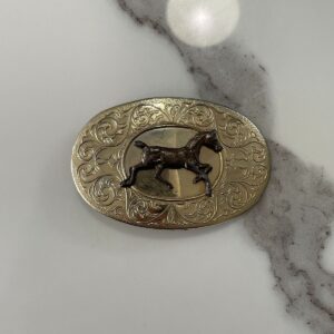Photo detail:2-TONE ORNATE DESIGN GALLOPING HORSE BELT BUCKLE