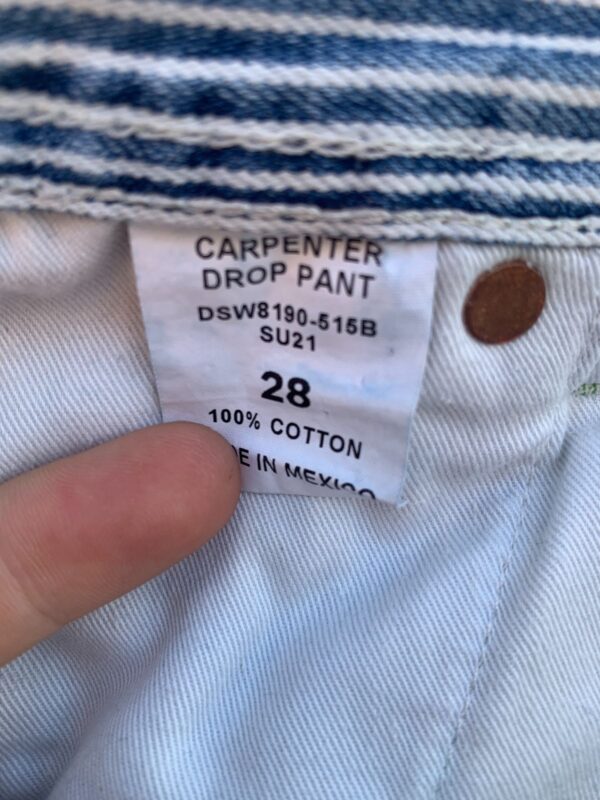 *AS-IS* RAD! SANFORIZED HICKORY PIN STRIPED CARPENTER PANTS ATTACHED BELT MADE IN MEXICO