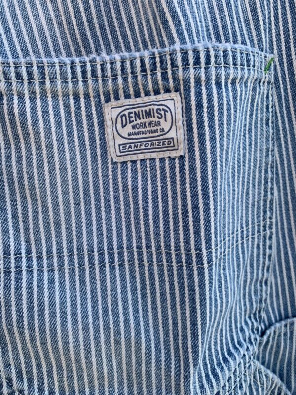 *AS-IS* RAD! SANFORIZED HICKORY PIN STRIPED CARPENTER PANTS ATTACHED BELT MADE IN MEXICO