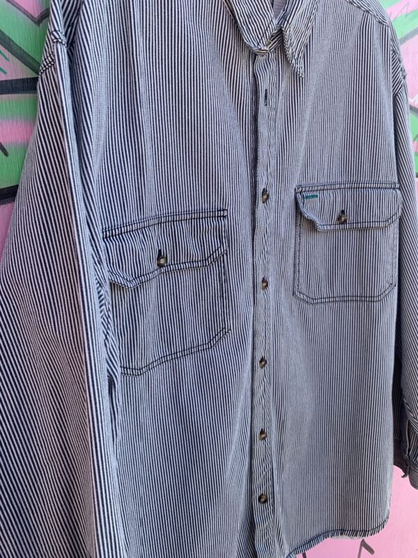 1990S SEERSUCKER LONG SLEEVE BUTTON DOWN SHIRT