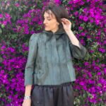UNIQUE! HOODED GREEN PATCHWORK PONY HAIR LEATHER JACKET