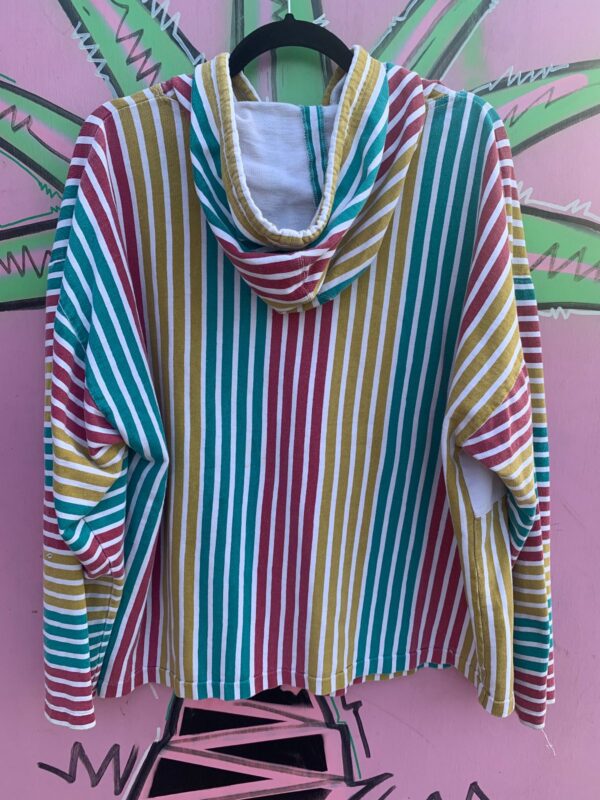 AS-IS 1990S STRIPED COLORBLOCK HOODED PULLOVER SWEATSHIRT