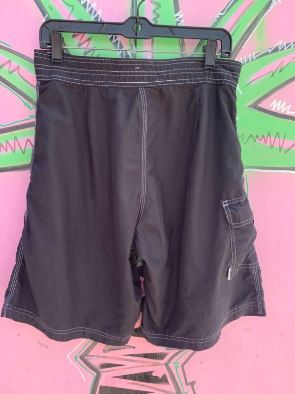 Y2K BASIC BRUSHED NYLON SWIM TRUNKS CONTRAST STITCHING