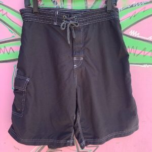 Photo detail:Y2K BASIC BRUSHED NYLON SWIM TRUNKS CONTRAST STITCHING
