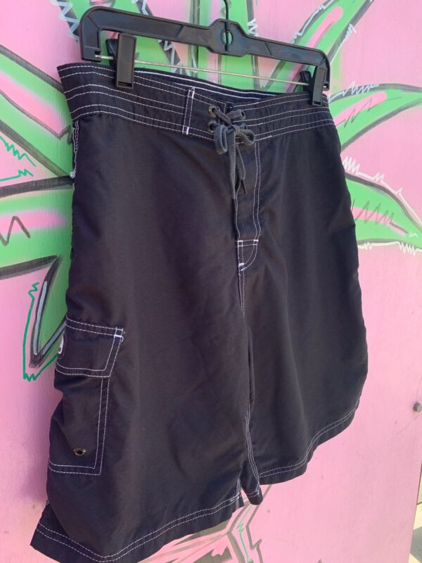 Y2K BASIC BRUSHED NYLON SWIM TRUNKS CONTRAST STITCHING