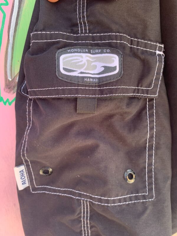 Y2K BASIC BRUSHED NYLON SWIM TRUNKS CONTRAST STITCHING