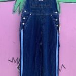 1990S DEADSTOCK DARK DENIM OVERALLS, RACING STRIPES – NWT