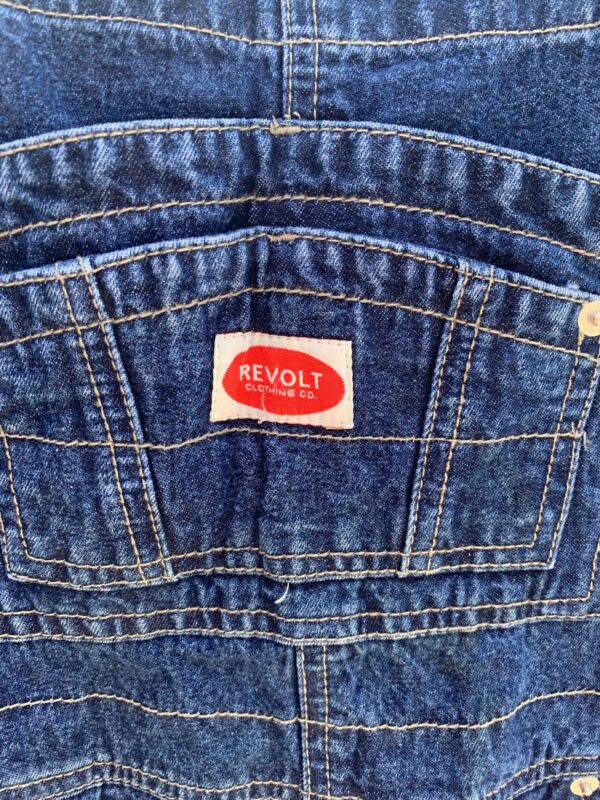 1990S DEADSTOCK DARK DENIM OVERALLS, RACING STRIPES - NWT