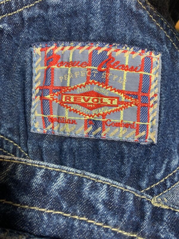1990S DEADSTOCK DARK DENIM OVERALLS, RACING STRIPES - NWT