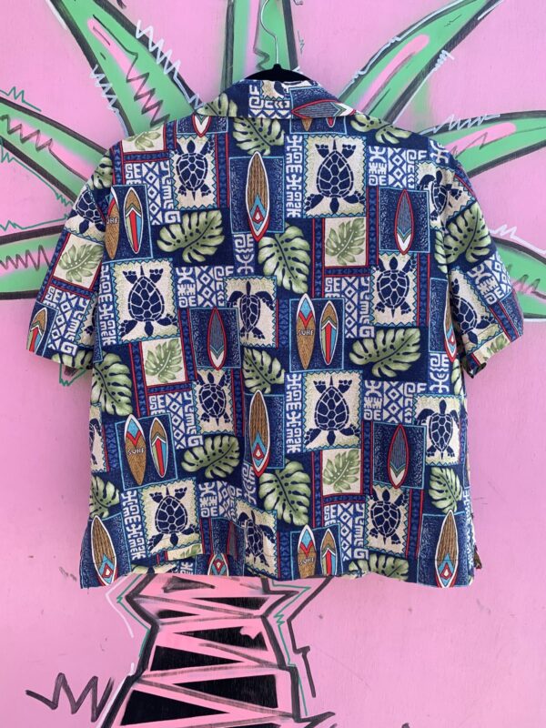HAWAIIAN SURF PRINT BOXY SHORT SLEEVE TOP CROPPED FIT