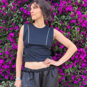 Photo detail:*AS-IS* LOVE THIS! 1980S-90S SLEEVELESS COTTON MULTI ZIPPER TRIMMED TOP- FUNCTIONAL ZIPPERS!