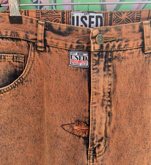 FUN! *AS-IS* 1990S OVERDYED ACID WASH DENIM SHORTS PATCHWORK POCKETS & DISTRESSING