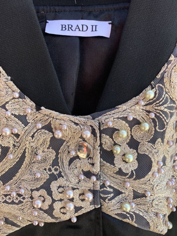COOL! SILKY BOMBER JACKET LACE & PEARL APPLIQUE PANELS