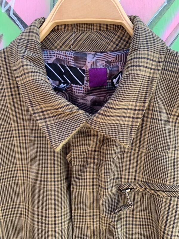 CLASSIC PLAID ZIP UP JACKET PRINTED SATIN LINING