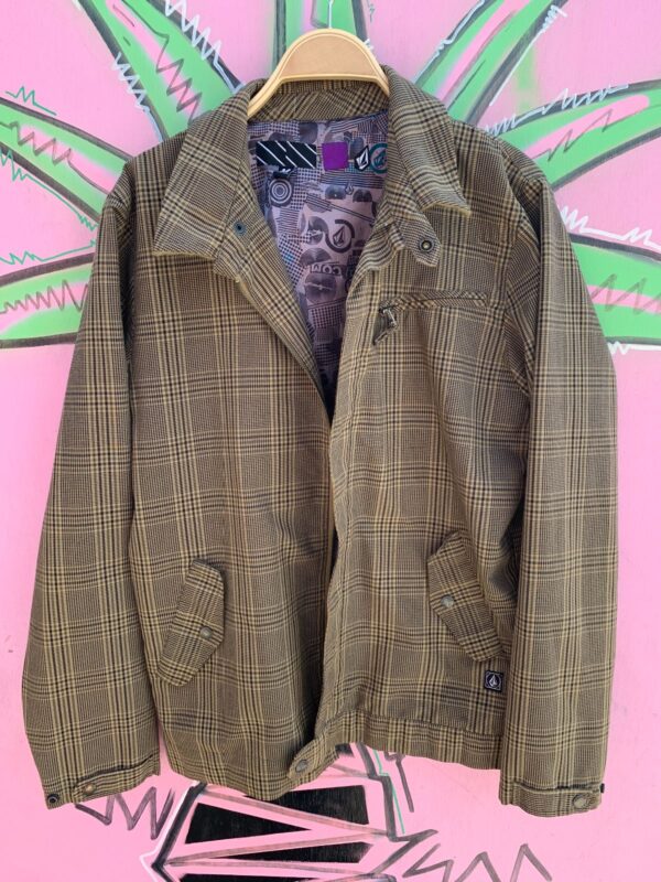 CLASSIC PLAID ZIP UP JACKET PRINTED SATIN LINING