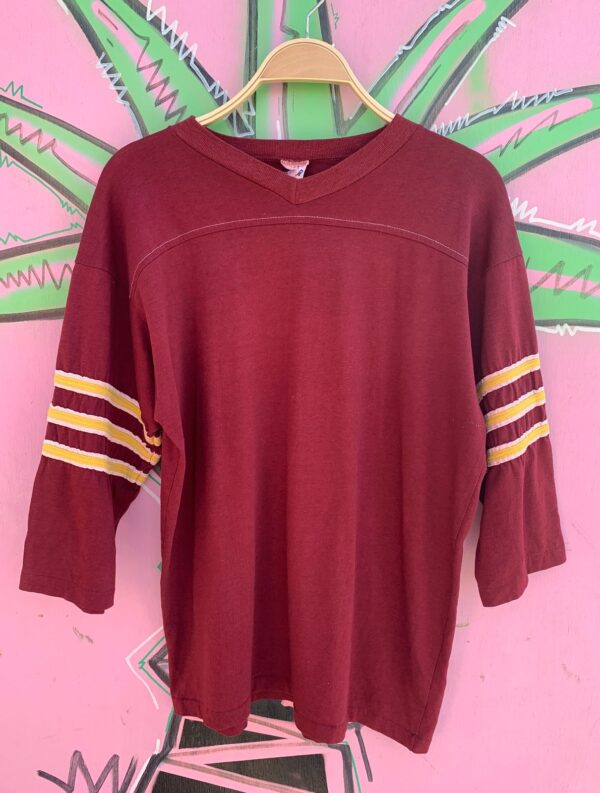 RAD! LATE 1960S EARLY 70S RUGBY SHIRT 3/4 DOUBLE KNIT STRIPED SLEEVES