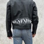CUSTOM PAINTED WESTSIDE CLASSIC BELTED LEATHER MOTORCYCLE JACKET QUILTED INTERIOR