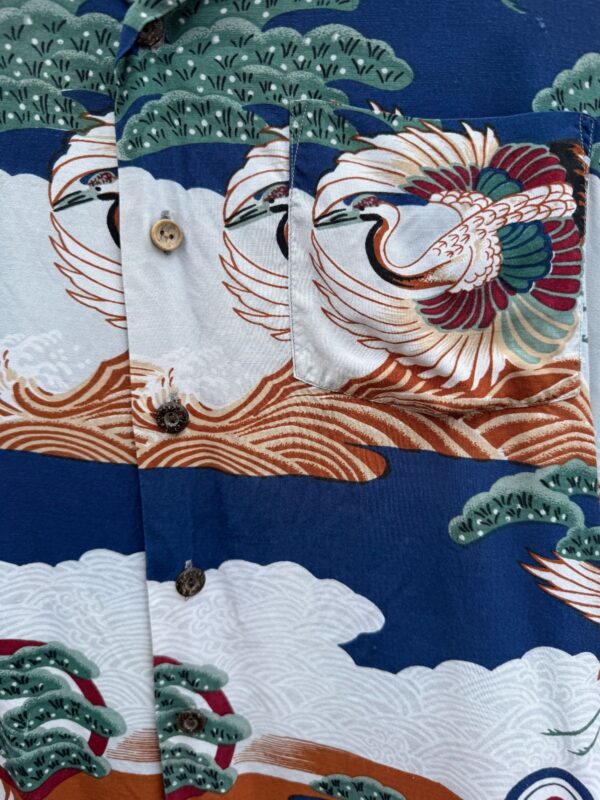 *AS-IS* SMALL FIT HERON PRINT SHORT SLEEVE BUTTON UP HAWAIIAN SHIRT