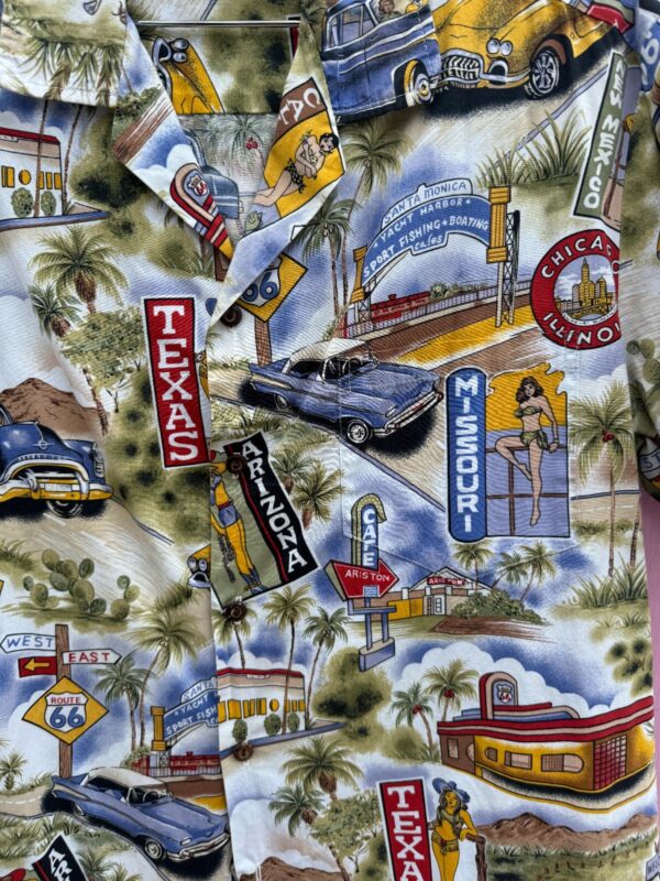 ALLOVER ROUTE 66 PRINT SHORT SLEEVE BUTTON DOWN SHIRT
