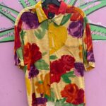 1990S SLINKY RAYON PAINTERLY ROSE PRINT SHIRT