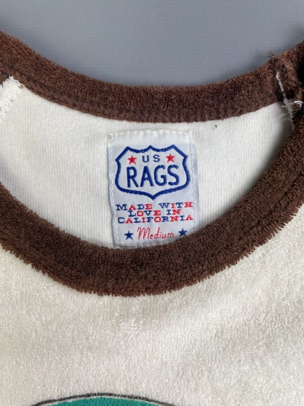 EARLY Y2K DEADSTOCK! CALIFORNIA MUSHROOM GIRL TERRY CLOTH RAGLAN TEE