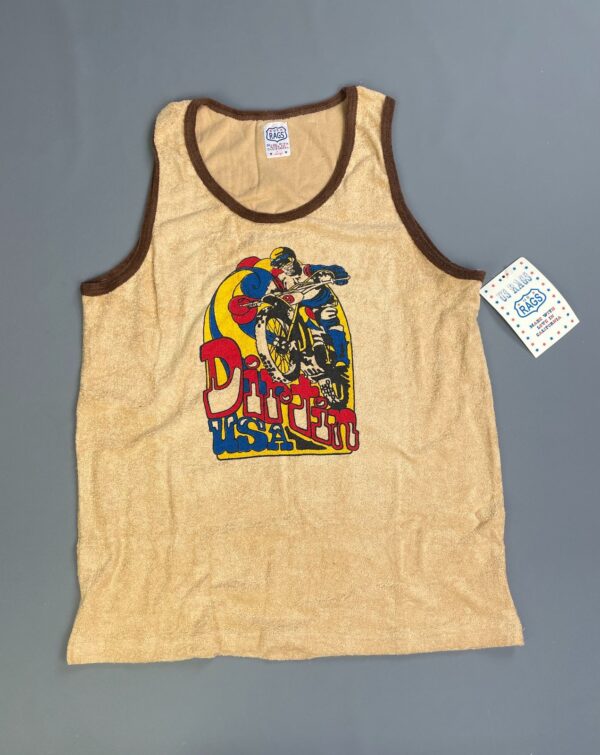 EARLY Y2K DEADSTOCK! DIRTIN USA MOTOCROSS GRAPHIC TERRY CLOTH RINGER TANK TOP