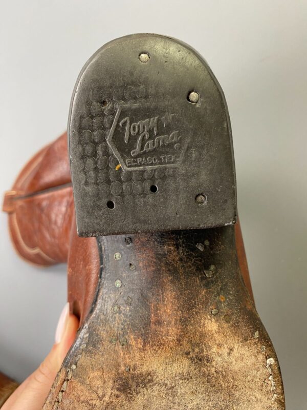 *AS IS* BUTTER SOFT COGNAC LEATHER ALMOND TOE COWBOY BOOTS