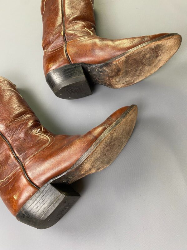 *AS IS* BUTTER SOFT COGNAC LEATHER ALMOND TOE COWBOY BOOTS