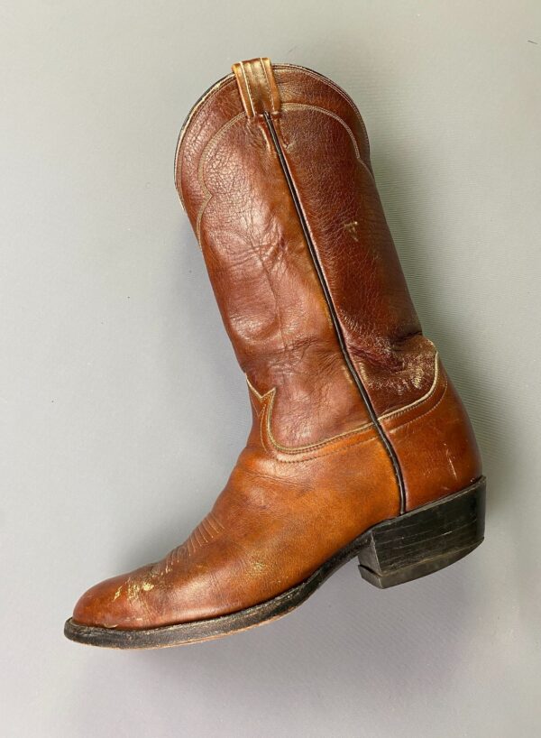 *AS IS* BUTTER SOFT COGNAC LEATHER ALMOND TOE COWBOY BOOTS