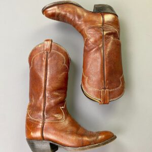 Photo detail:*AS IS* BUTTER SOFT COGNAC LEATHER ALMOND TOE COWBOY BOOTS