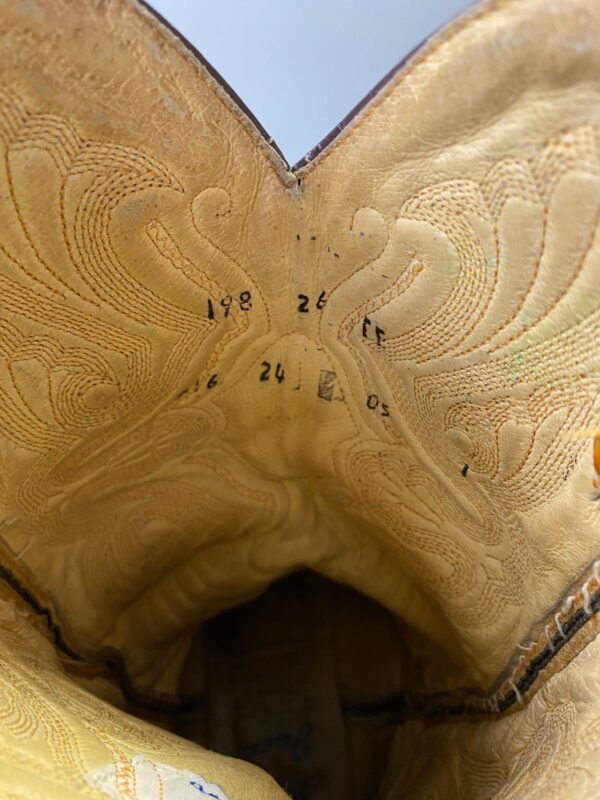 *AS-IS* MADE IN MEXICO BUTTERSCOTCH OSTRICH PANEL EMBROIDERED COWBOY BOOTS