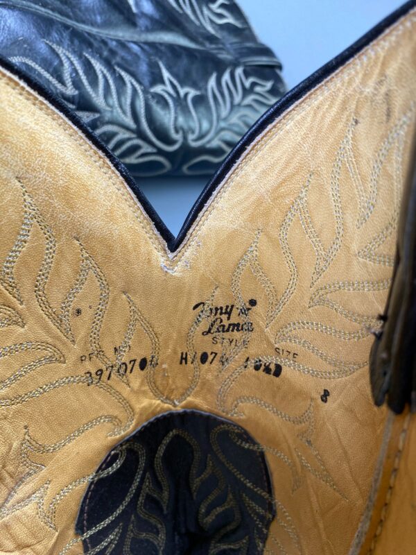 *AS-IS* DISTRESSED CRACKED LEATHER ALMOND TOE COWBOY BOOTS DECORATIVE CONTRAST STITCHED DESIGN