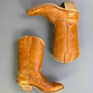 Photo detail:*AS-IS* MARBLED FAUX LEATHER PULL ON STACKED HEEL ALMOND TOE COWBOY BOOTS