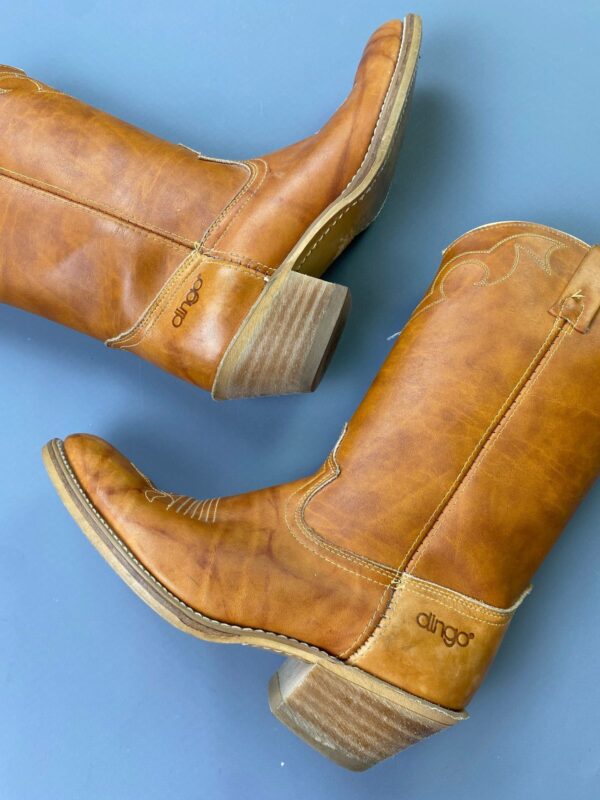 *AS-IS* MARBLED FAUX LEATHER PULL ON STACKED HEEL ALMOND TOE COWBOY BOOTS