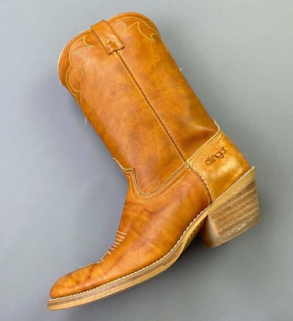 *AS-IS* MARBLED FAUX LEATHER PULL ON STACKED HEEL ALMOND TOE COWBOY BOOTS