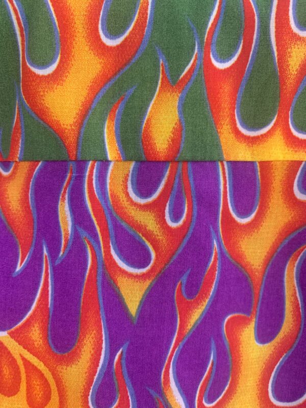 FUN! MULTI-COLORED FLAME PRINT SHORT SLEEVE BUTTON DOWN SHIRT