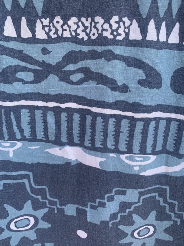 1990S 100% COTTON HAWAIIAN SHADES OF BLUE RAMIE BLEND SHORT SLEEVE BUTTON UP SHIRT