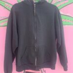 CLASSIC BLACK ZIP-UP HOODED SWEATSHIRT HOODIE – YKK ZIPPER