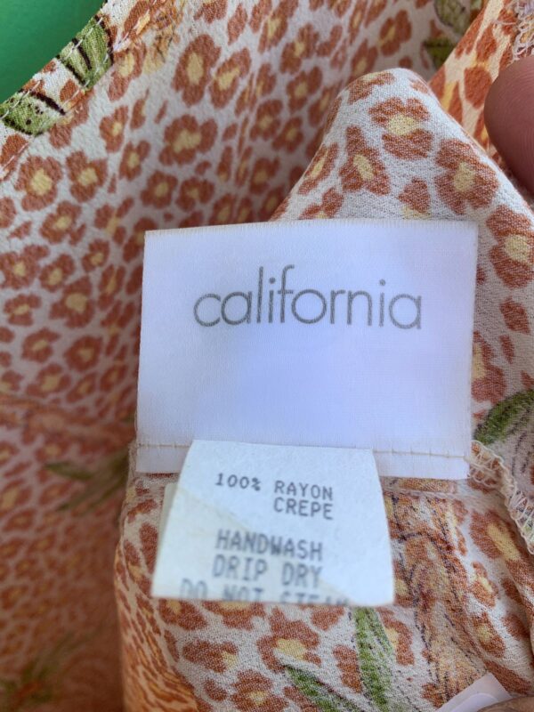 CUTE! 1990S LEOPARD & PALM PRINT SLEEVELESS RAYON CREPE DRESS