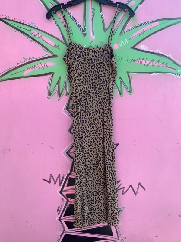CUTE! SILK LEOPARD PRINT TIE STRAP SUMMER SLIP DRESS