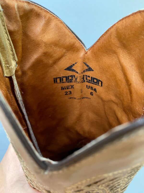 MADE IN MEXICO Y2K ANGEL WINGS & CROSS CUT-OUT & INLAY DESIGN, LEATHER COWBOY BOOTS