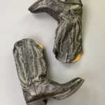 *AS IS* GENUINE GOAT LEATHER, MADE IN MEXICO CONTRAST STITCH FAUX LIZARD PANELED COWBOY BOOTS