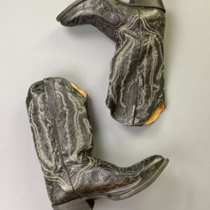 Photo detail:*AS IS* GENUINE GOAT LEATHER, MADE IN MEXICO CONTRAST STITCH FAUX LIZARD PANELED COWBOY BOOTS