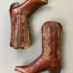 GORGEOUS! BURNISHED LEATHER SNIP TOE SUPPLE MENS COWBOY BOOTS