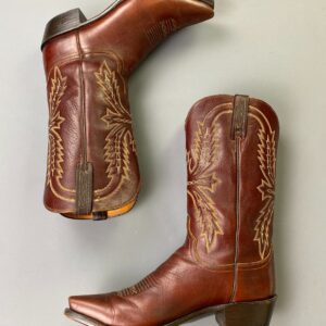 Photo detail:GORGEOUS! BURNISHED LEATHER SNIP TOE SUPPLE MENS COWBOY BOOTS
